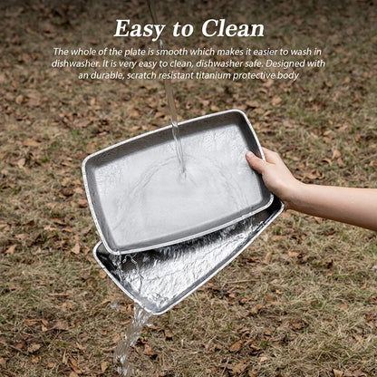 Boundless Voyage Titanium Square Plate Lightweight 186g Large Serving Dishes Platter for Buffets, Appetizers, Dessert, Snacks Ti1149T