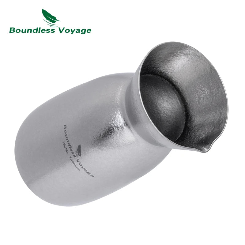 Boundless Voyage Titanium Sake Set 150ml Lightweight Carafe & 2 Cups for Sake, Soju, Wine | Portable Drinkware Gift Ti3266D