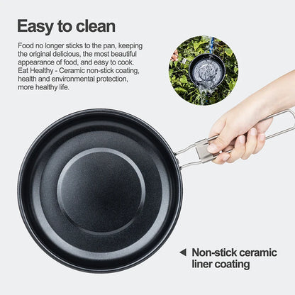 Boundless Voyage Titanium Non-stick Frying Pan 18.8cm / 22cm Outdoor Camping Skillet with Folding Handle Lightweight Cookware Ti2069C