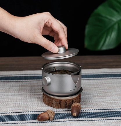 Boundless Voyage Titanium Gaiwan Teapot Cups Double-Layer Tea Maker with Lid & Filter Ultralight Kungfu Tea Set Stackable Mugs Ti3137D