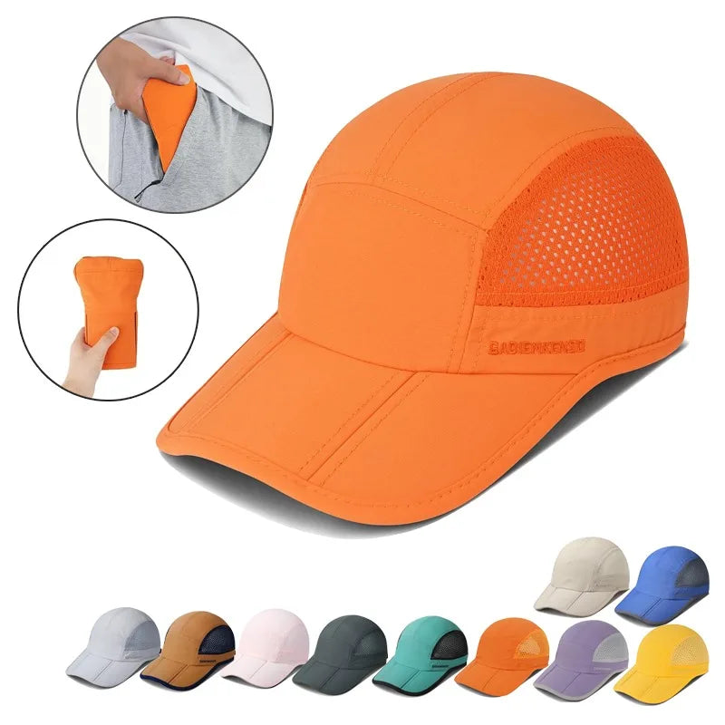 GADIEMKENSD Men Women Folding Climbing Peaked Cap Baseball Cap Outdoor Breathable Camping Hiking Quick Drying Trekking Sun Hat M38