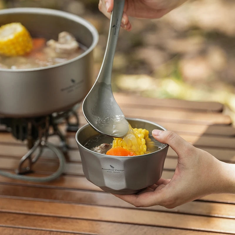 Boundless Voyage 500ml/800ml Double Walled Titanium Bowls Camping Bowl Lightweight Druable Hiking Utensil for Outdoor Dining Ti1174T