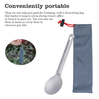 Titanium Spoon Spork Camping Tableware Lightweight Outdoor Travel Flatware Backpacking Hiking Portable Utensils for Kitchen Ti1036T