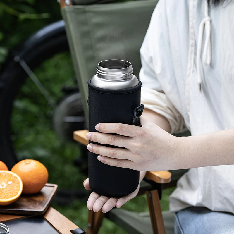 Boundless Voyage 950ml Pure Titanium Water Bottle Single Wall Canteen with Leakproof Titanium Twist Lid & PP Lockable Flip Lid Ti3018D