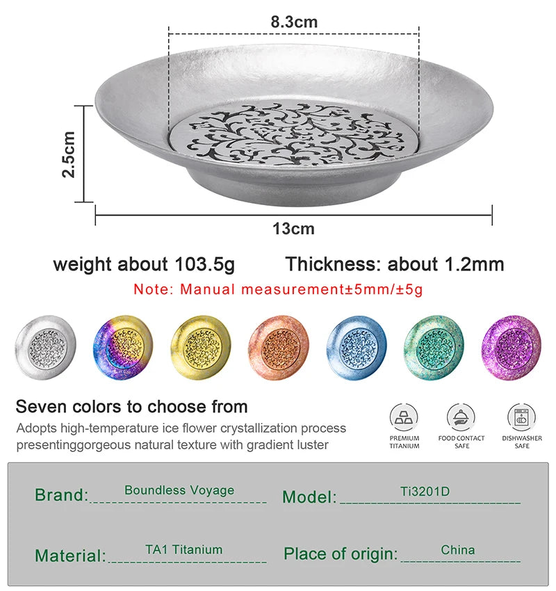 Boundless Voyage Titanium Cup Saucer, Detachable Drainage Coaster, Lightweight Tea Coffee Tray 13cm Plate for Camping Hiking Ti3201D