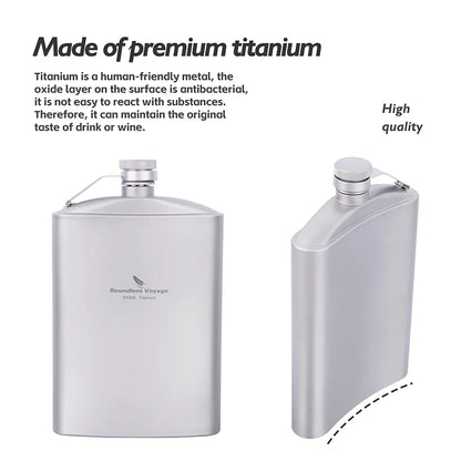 Boundless Voyage 250ml Titanium Hip Flask with Mini Cup & Funnel Camping Backpacking Pocket Whiskey Wine Pot for Men Women Ti3064D