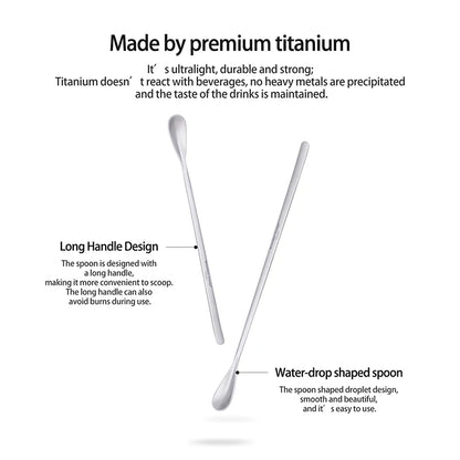 Boundless Voyage Titanium Coffee Spoon Long Handle Tea Spoon Bar Spoon Cocktail Mixing Stirrers for Drink Durable Cutlery Ti1034T / Ti1035T
