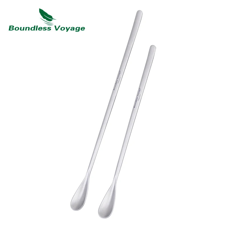 Boundless Voyage Titanium Coffee Spoon Long Handle Tea Spoon Bar Spoon Cocktail Mixing Stirrers for Drink Durable Cutlery Ti1034T / Ti1035T