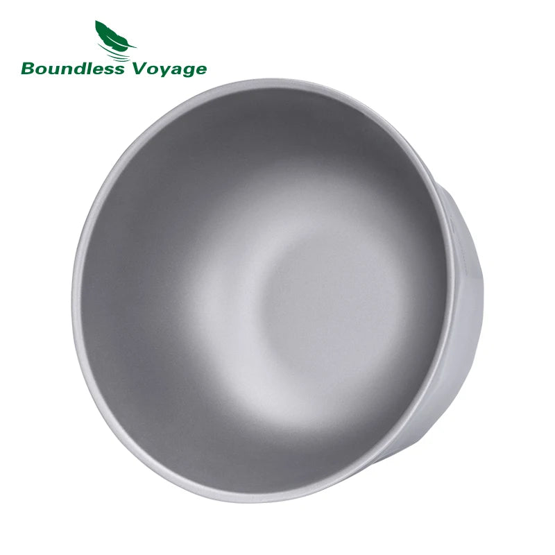 Boundless Voyage 500ml/800ml Double Walled Titanium Bowls Camping Bowl Lightweight Druable Hiking Utensil for Outdoor Dining Ti1174T
