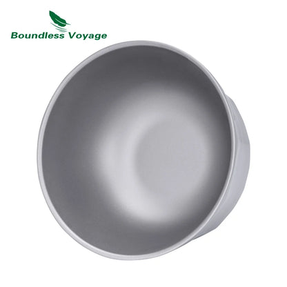 Boundless Voyage 500ml/800ml Double Walled Titanium Bowls Camping Bowl Lightweight Druable Hiking Utensil for Outdoor Dining Ti1174T