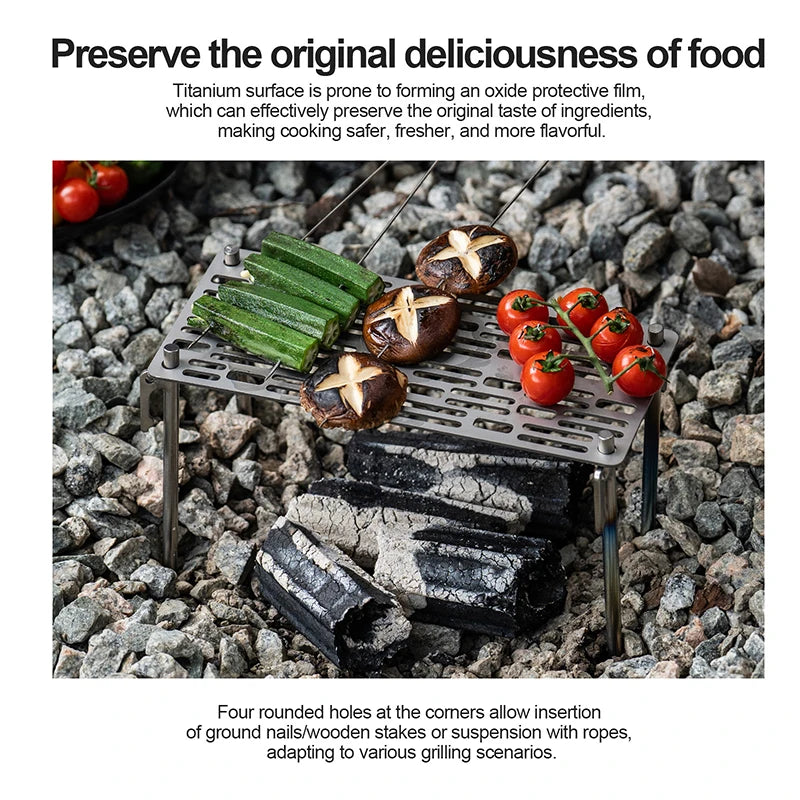 TA1 Pure Titanium Mini Grill Grid 250x110mm Ultralight 145g BBQ Plate With 4 Corner Holes Portable Outdoor Camping Backpacking