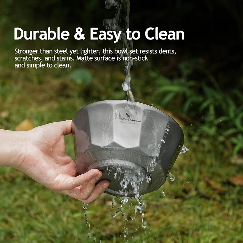 Boundless Voyage 500ml/800ml Double Walled Titanium Bowls Camping Bowl Lightweight Druable Hiking Utensil for Outdoor Dining Ti1174T