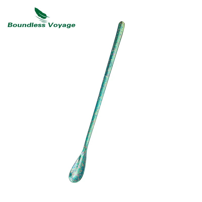 Boundless Voyage Titanium Stirring Spoon Long Handle Tea Coffee Bar Cocktail Mixing Stirrers for Drink Durable Cutlery Ti1034T / Ti1035T