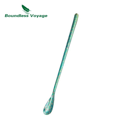 Boundless Voyage Titanium Stirring Spoon Long Handle Tea Coffee Bar Cocktail Mixing Stirrers for Drink Durable Cutlery Ti1034T / Ti1035T