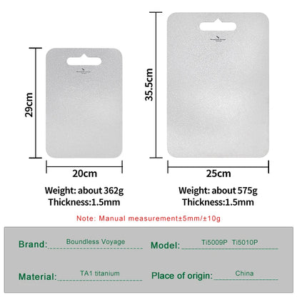 Boundless Voyage Pure Titanium Cutting Board Multifunctional Chopping Board for Kitchen Lightweight Camping Cutting Mat Ti5009P