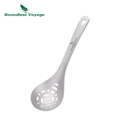 Boundless Voyage Titanium Slotted Spoon Ultralight Kitchen Strainer for Cooking, Noodles, Salad & Hot Pot Fried Food Colander Ti1038A