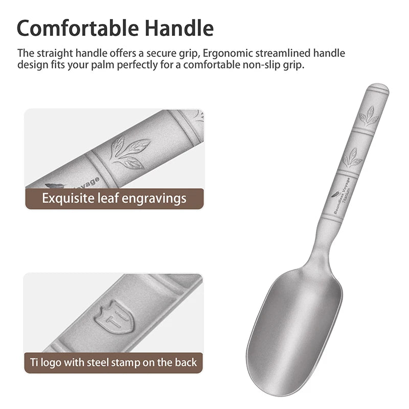 Boundless Voyage Titanium Tea Scoop Long Handle Ultralight Coffee Scoop Portable Loose Leaf Tea Spoon for Camping Home Kitchen
