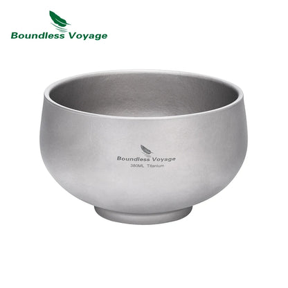 Boundless Voyage Titanium Camping Bowl 380ml/950ml/2L Round Double Walled Bowl Lightweight Tableware for Outdoor Hiking Home Ti1167D