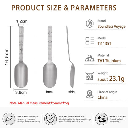 Boundless Voyage Titanium Tea Scoop Long Handle Ultralight Coffee Scoop Portable Loose Leaf Tea Spoon for Camping Home Kitchen