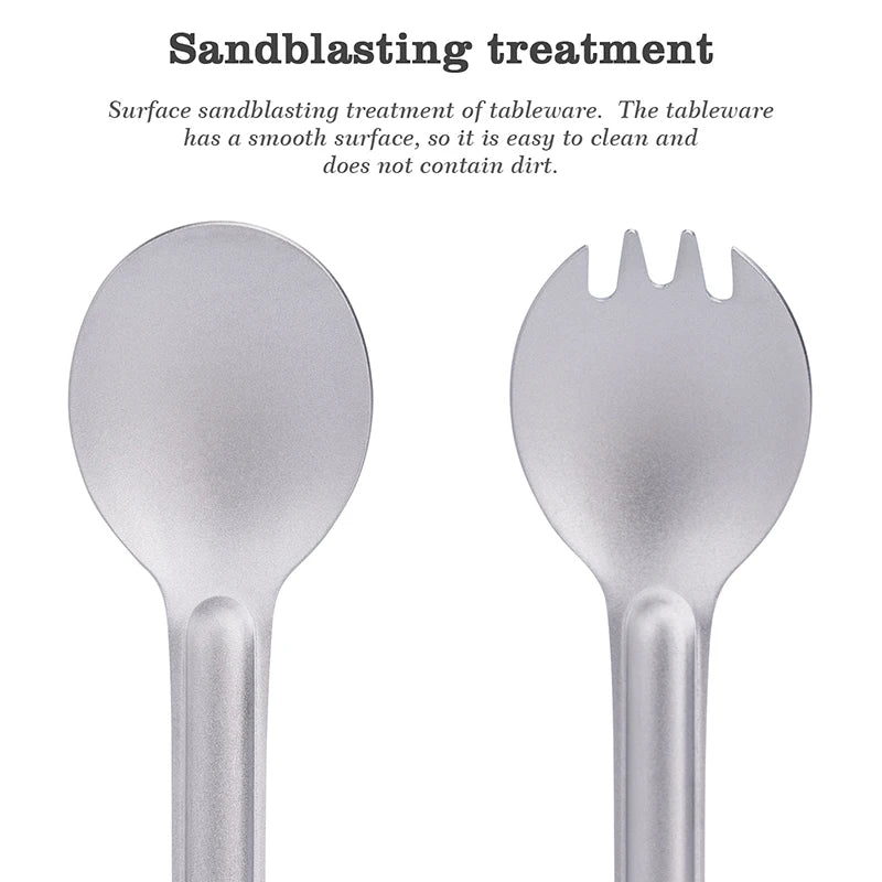Titanium Spoon Spork Camping Tableware Lightweight Outdoor Travel Flatware Backpacking Hiking Portable Utensils for Kitchen Ti1036T