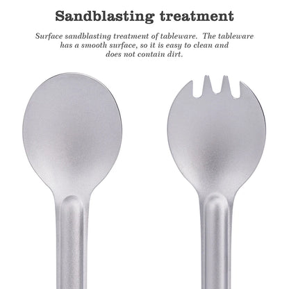 Titanium Spoon Spork Camping Tableware Lightweight Outdoor Travel Flatware Backpacking Hiking Portable Utensils for Kitchen Ti1036T