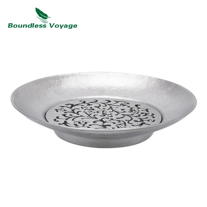 Boundless Voyage Titanium Cup Saucer, Detachable Drainage Coaster, Lightweight Tea Coffee Tray 13cm Plate for Camping Hiking Ti3201D