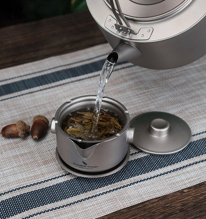 Boundless Voyage Titanium Gaiwan Teapot Cups Double-Layer Tea Maker with Lid & Filter Ultralight Kungfu Tea Set Stackable Mugs Ti3137D