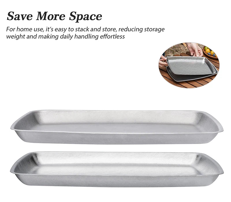 Boundless Voyage Titanium Square Plate Lightweight 186g Large Serving Dishes Platter for Buffets, Appetizers, Dessert, Snacks Ti1149T