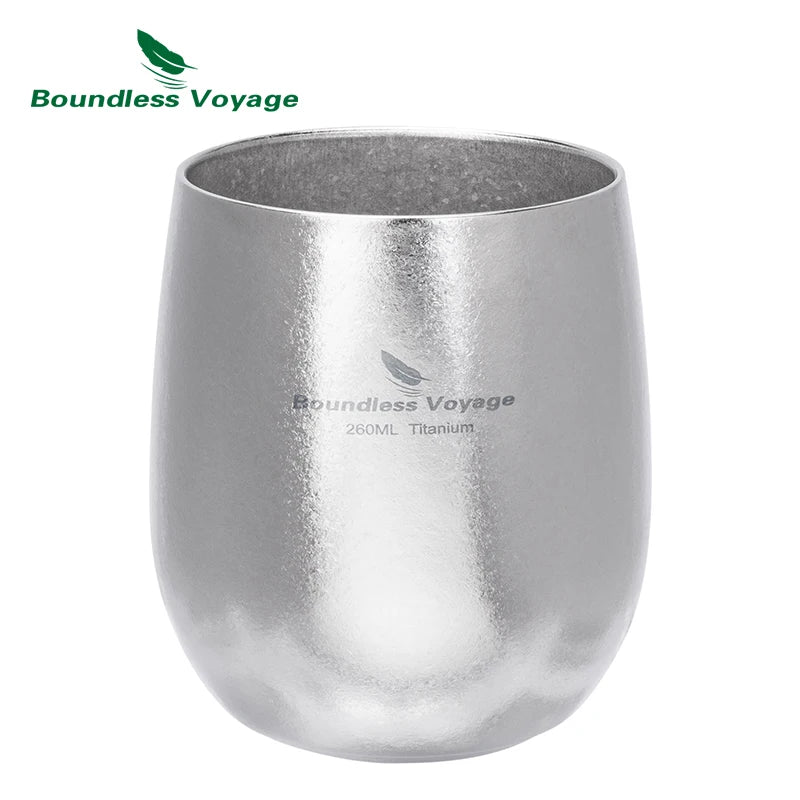 Boundless Voyage Pure Titanium Double-Walled Cup Egg Shape Lightweight Portable Coffee Water Mug Outdoor Camping Drinking Cup Ti3084D