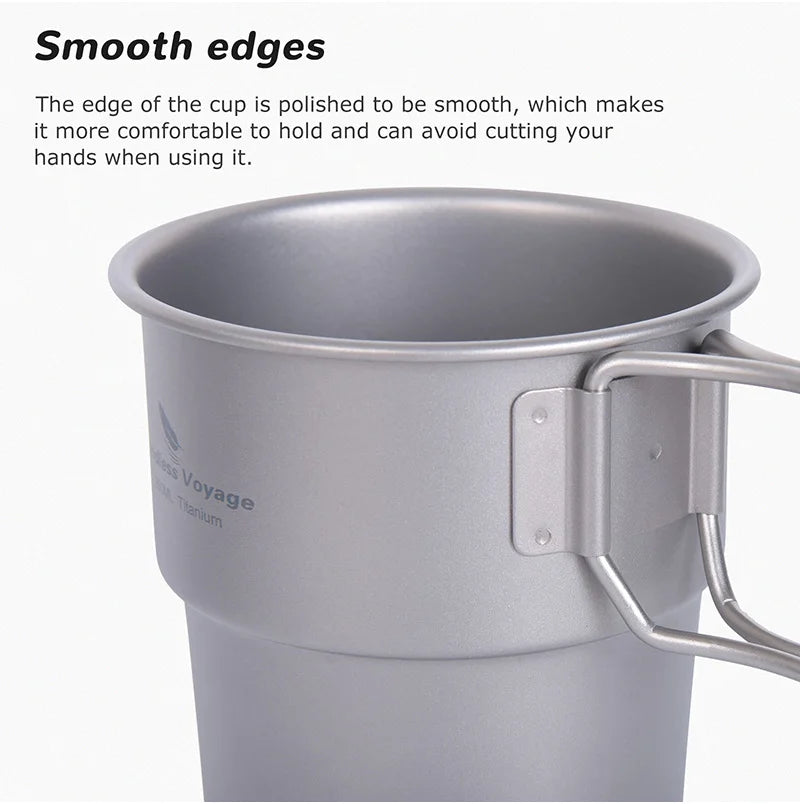 Boundless Voyage 250ml Titanium Camping Mug with Lid & Foldable Handle Ti3050D / Ti3051D