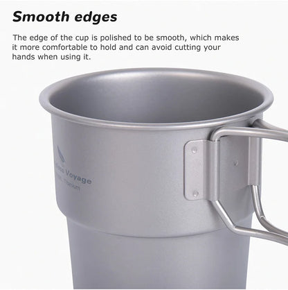 Boundless Voyage 250ml Titanium Camping Mug with Lid & Foldable Handle Ti3050D / Ti3051D