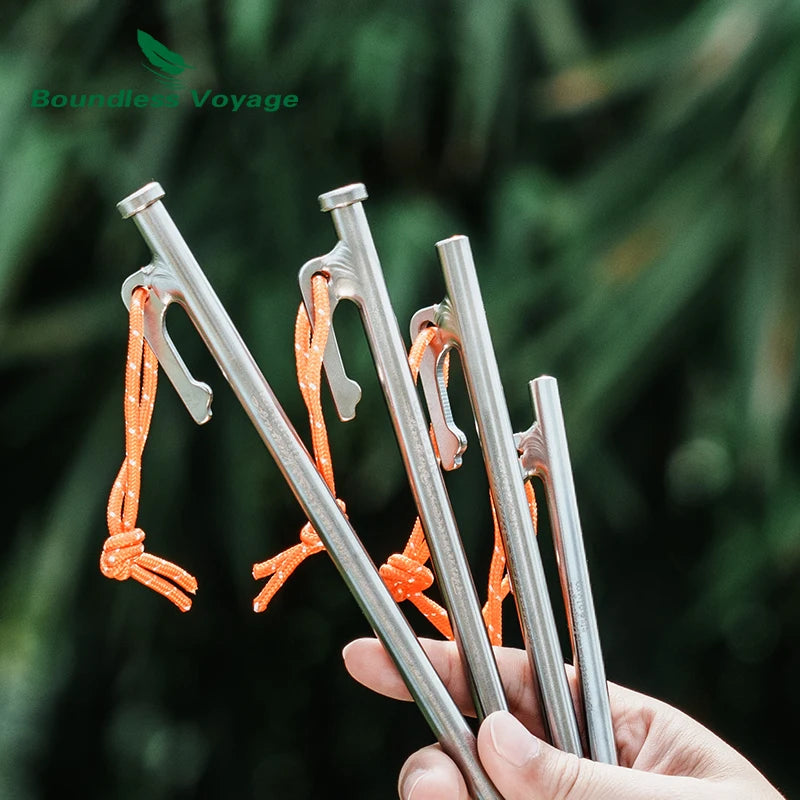 Titanium Alloy Tent Pegs Heavy Duty Nails Camping Stakes Hard Ground Pins 20cm 24cm 30cm 35cm 40cm