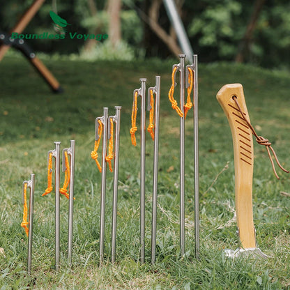 Titanium Alloy Tent Pegs Heavy Duty Nails Camping Stakes Hard Ground Pins 20cm 24cm 30cm 35cm 40cm