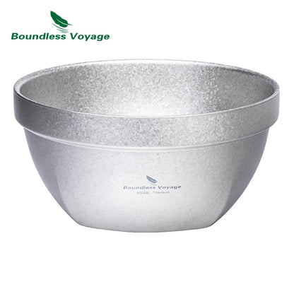 Boundless Voyage 500ml / 800ml Double Walled Titanium Bowl Food Rice Soup Bowl Ultralight Tableware Outdoor Camping Metal Bowl