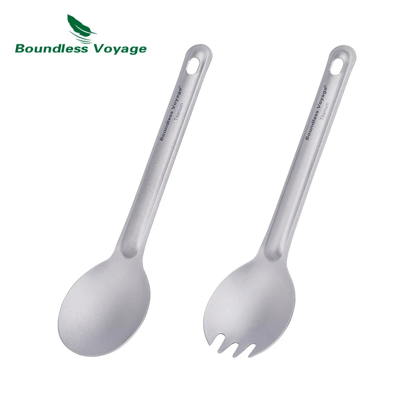 Titanium Spoon Spork Camping Tableware Lightweight Outdoor Travel Flatware Backpacking Hiking Portable Utensils for Kitchen Ti1036T