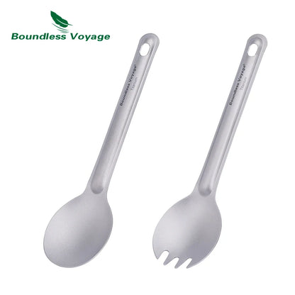Titanium Spoon Spork Camping Tableware Lightweight Outdoor Travel Flatware Backpacking Hiking Portable Utensils for Kitchen Ti1036T