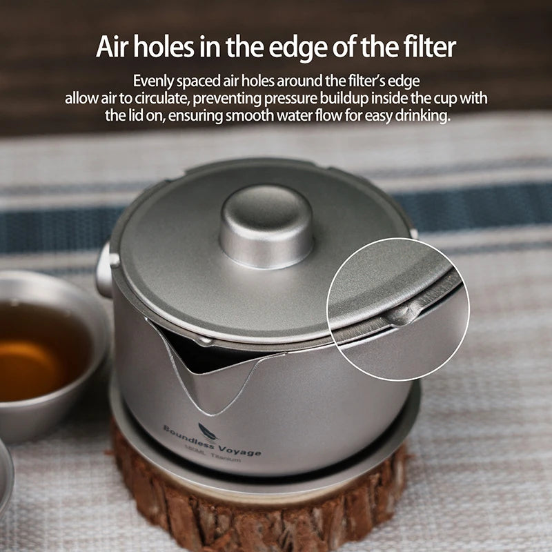 Titanium Gaiwan Teapot Cups Double-Layer Tea Maker with Lid & Filter