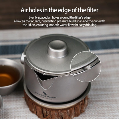 Titanium Gaiwan Teapot Cups Double-Layer Tea Maker with Lid & Filter