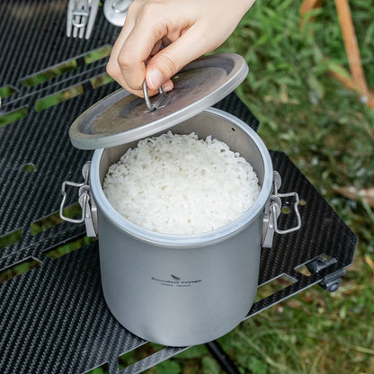 Boundless Voyage Titanium Cook Set – 1.4L Outer Pot + 0.9L Inner Pot, Steamer, Foldable Handles Ti2093C