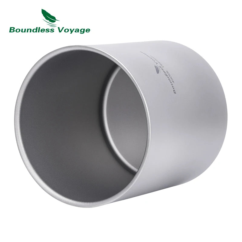 Boundless Voyage Titanium Double Walled Cups with Lid Stackable Metal Tea Coffee Drinking Mug Outdoor Portable Drinkware Ti3243D