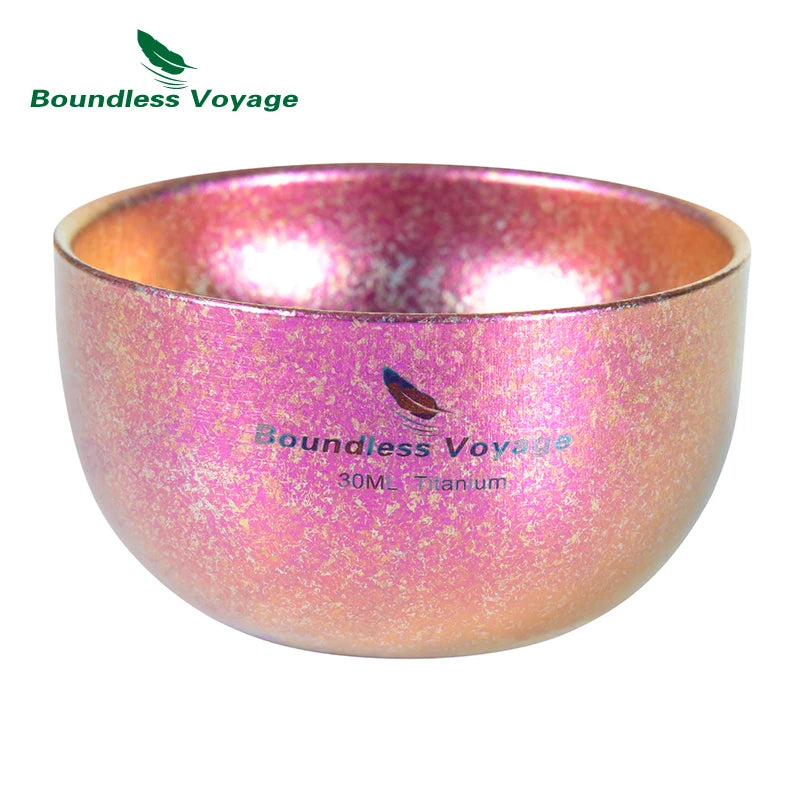 Boundless Voyage Titanium Ice Flower Cup – 30ml, Double-Wall, Unique Crystallized Texture, 4 Colors Ti3082D