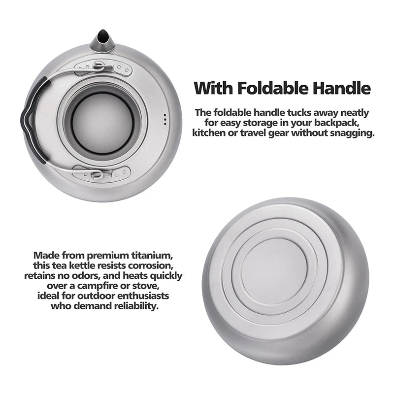 Boundless Voyage 600ml Titanium Camping Kettle Lightweight Compact Tea Pot with Built-in Filter for Outdoor Backpacking Hiking Ti3105D
