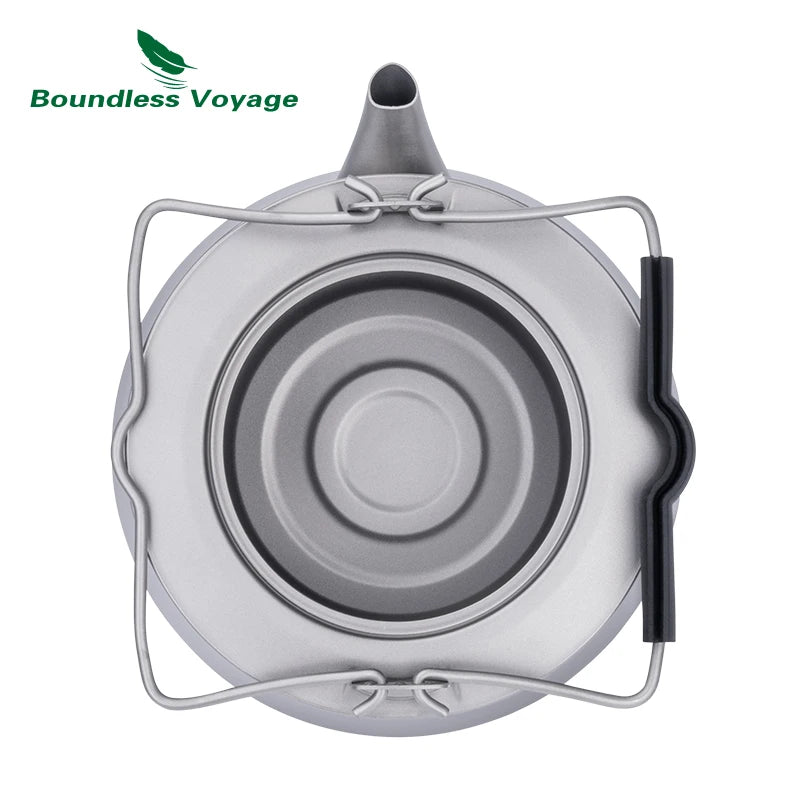 Boundless Voyage Titanium Tea Kettle – 800ml, Double Filtration, Collapsible Handle, Energy-Locking Bottom Ti3093D