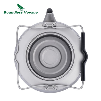 Boundless Voyage Titanium Tea Kettle – 800ml, Double Filtration, Collapsible Handle, Energy-Locking Bottom Ti3093D