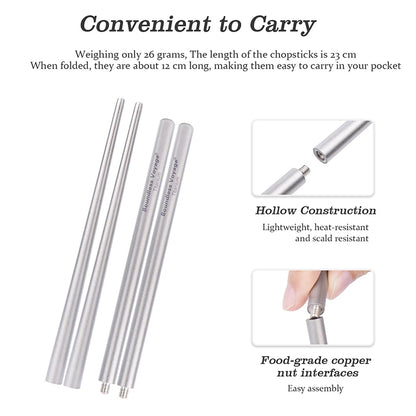 Boundless Voyage Folding Titanium Chopsticks Outdoor Camping Portable Cutlery Travel Picnic Pocket Tableware Metal Utensils Ti1007T
