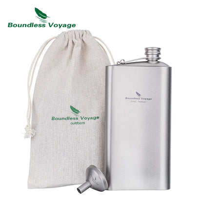 Boundless Voyage 200ml Titanium Hip Flask Ultralight Camping Flask Bottle for Whiskey Vodka Wine Outdoor Travel Equipment Ti3261D