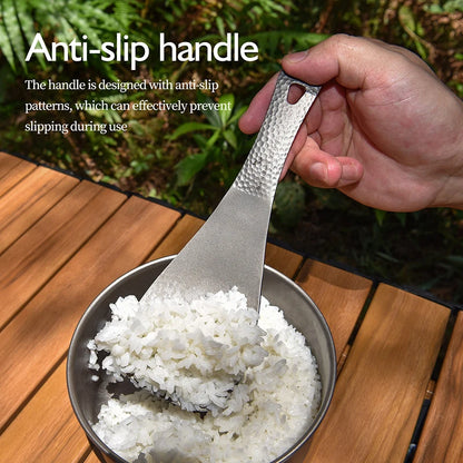 Boundless Voyage Titanium Rice Spatula, Hammered Handle 3mm Thick Kitchen Spoon Non-Toxic Metal Rice Paddle Cooking Utensil Ti1079T