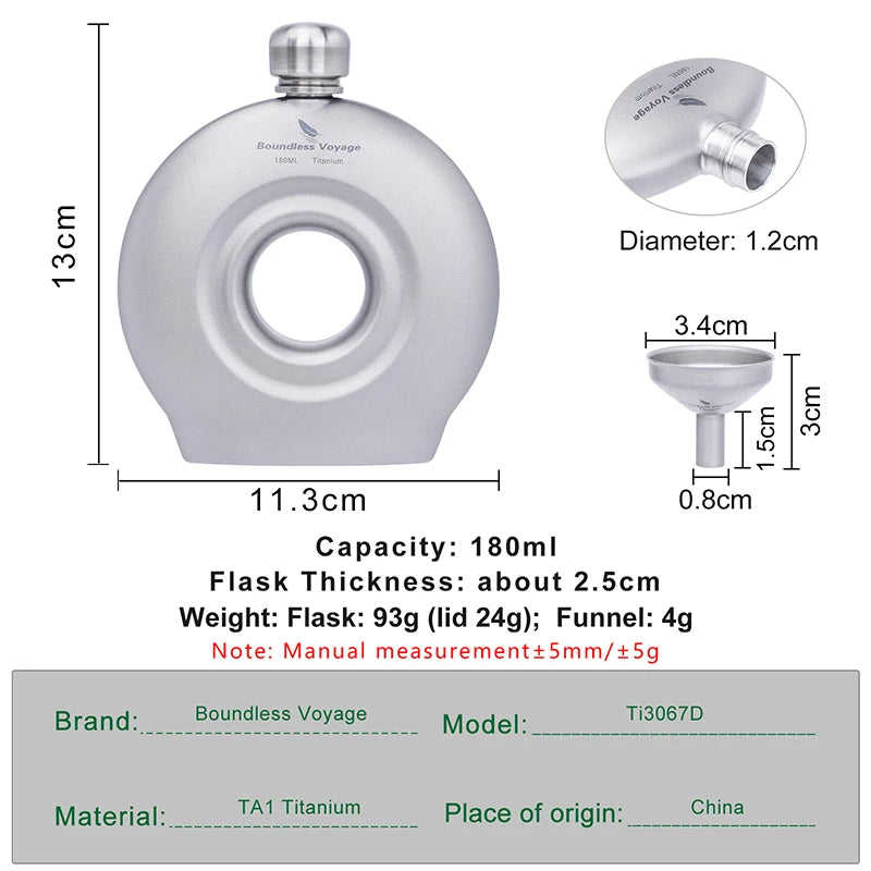 180ml Titanium Hip Flask Novelty Round Special-shaped Flask