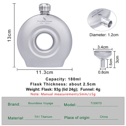 180ml Titanium Hip Flask Novelty Round Special-shaped Flask