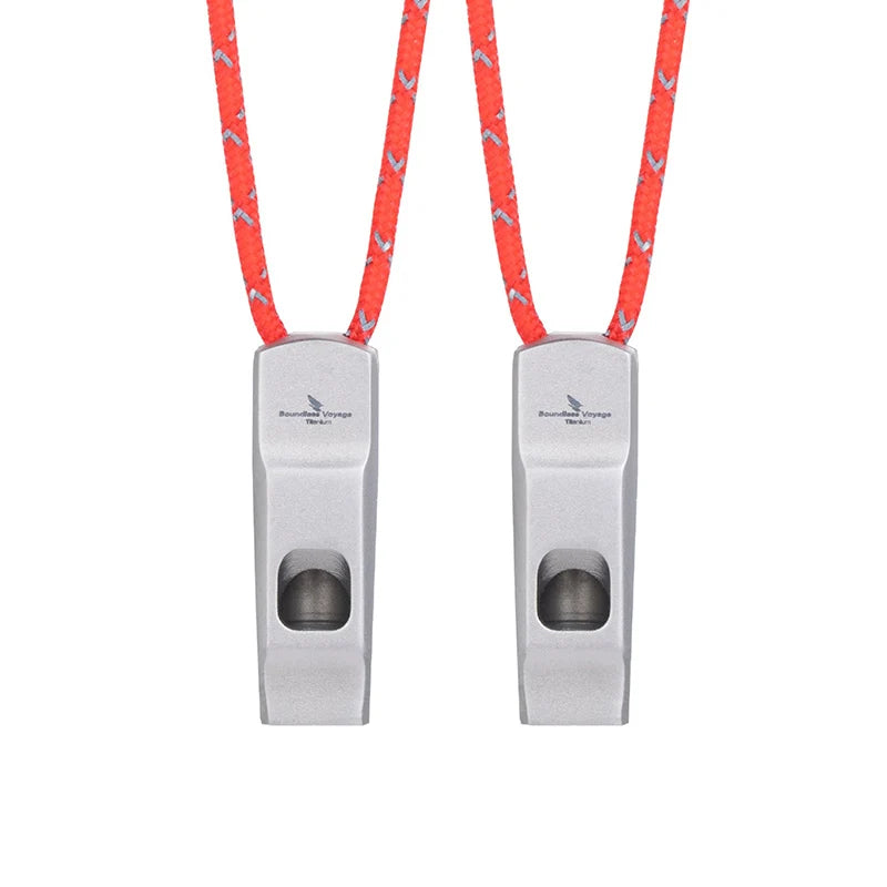 Titanium Emergency Survival Safety Gear Camping Signal Whistle with Lanyard Loud